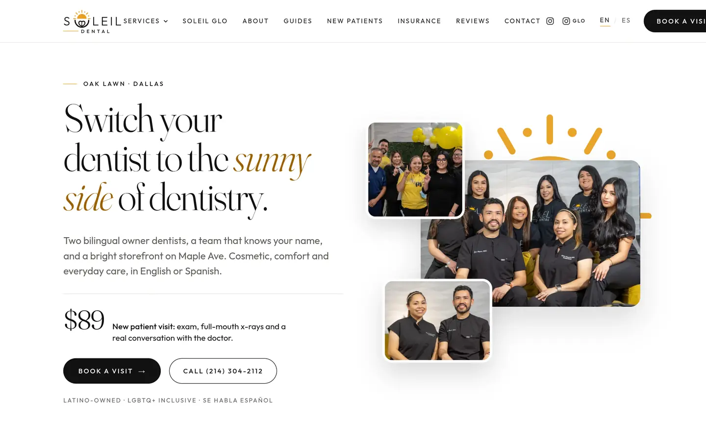 Soleil Dental website on a laptop