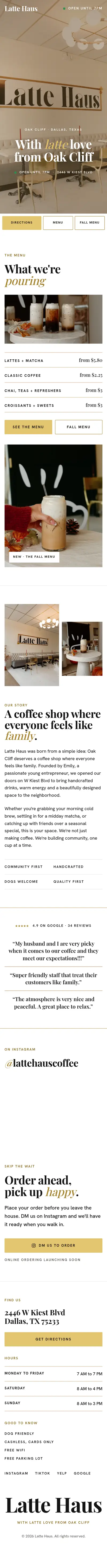 Latte Haus website